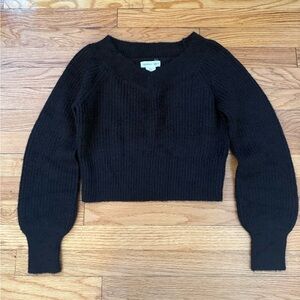 Black Cropped Knit Sweater